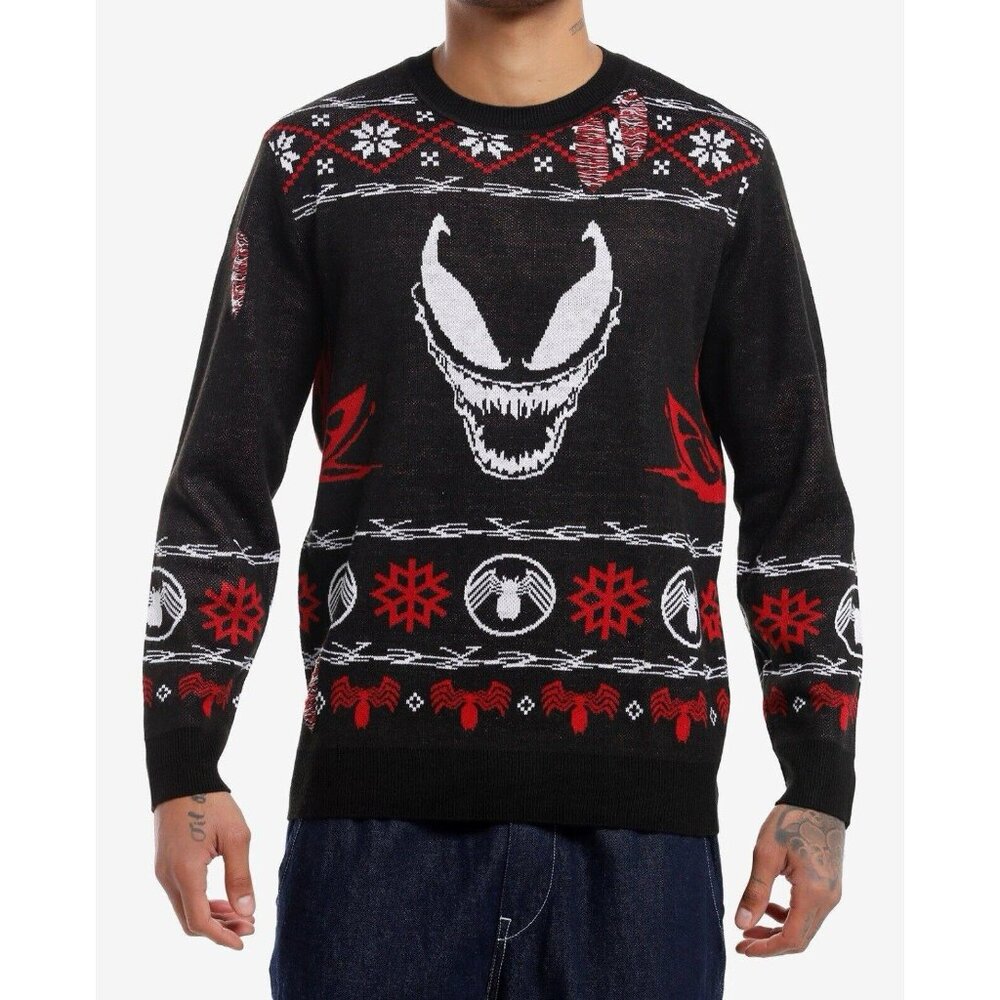 Our Universe Marvel Venom Fair Isle Holiday Sweater Medium NEW